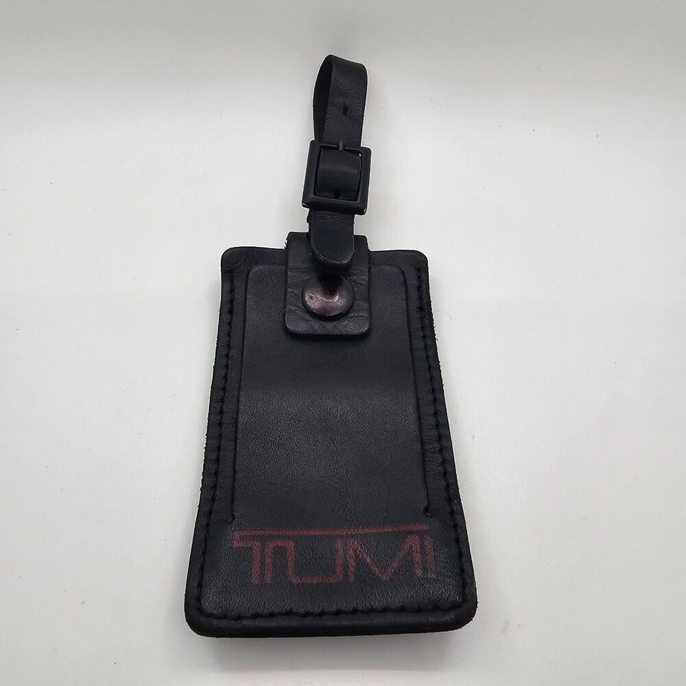 Vintage TUMI Black / Red Leather Name Tag For Any TUMI Luggage Bag Backpack